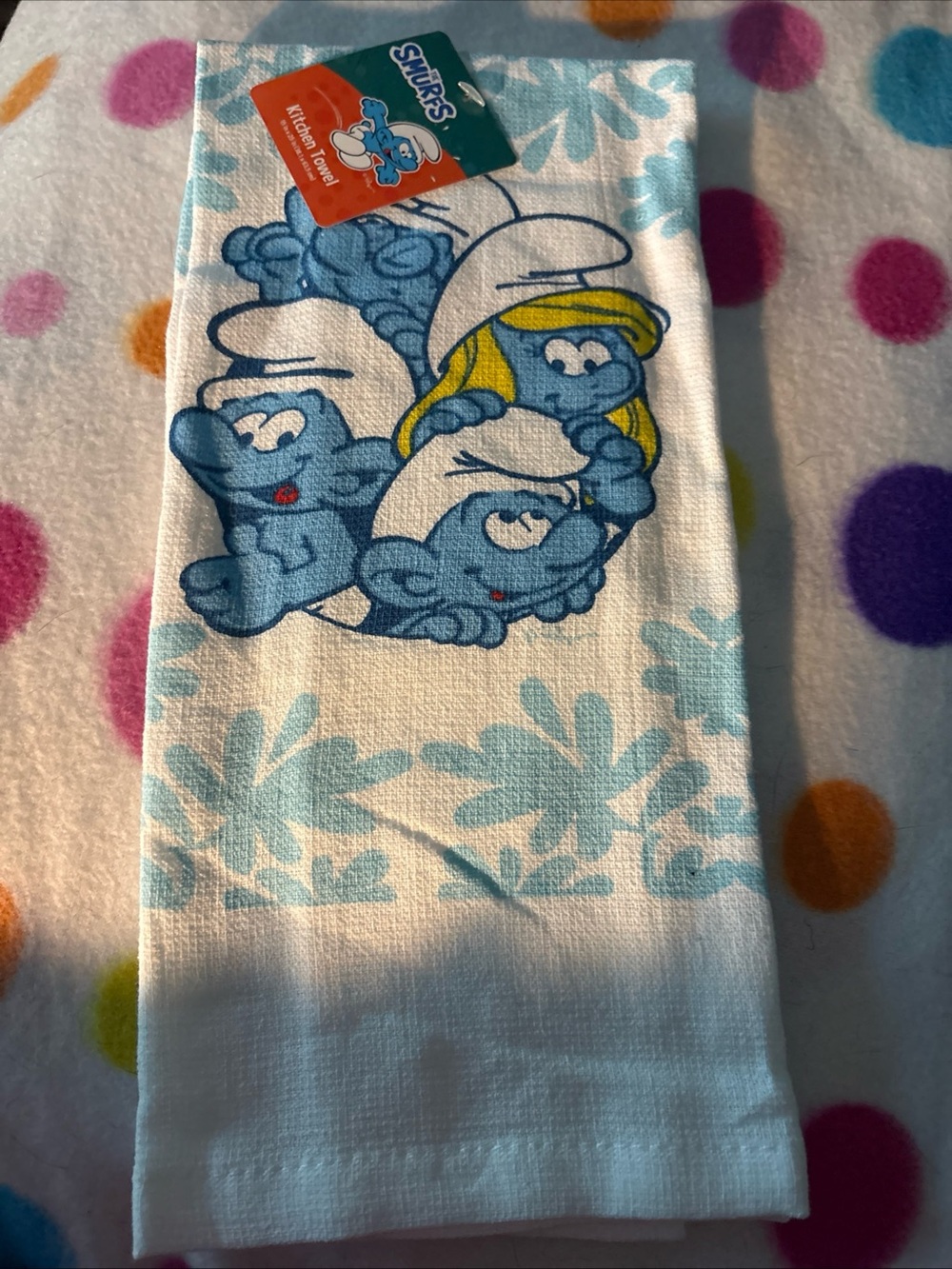 Smurfs Kitchen Towel with Blue Character Print